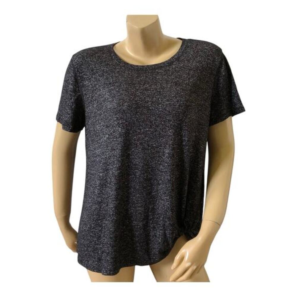 Old Navy Top Womens Large Gray Black Heathered T Shirt Short Sleeve Twist Front